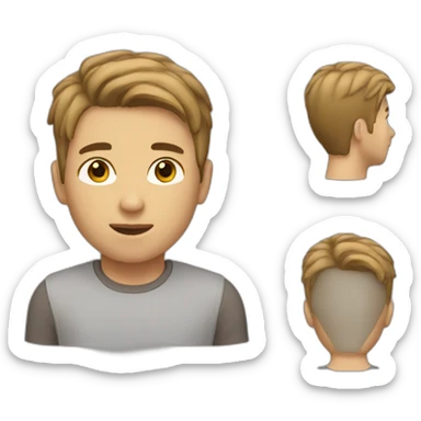 A boy with light brown hair, short haircut  sticker