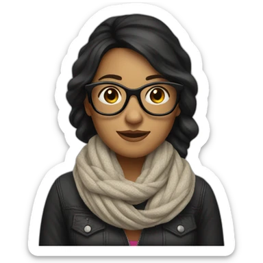 Woman in her 35s, dark hair with dark glasses and a scarf on her head. It's like I'm going to the beach sticker