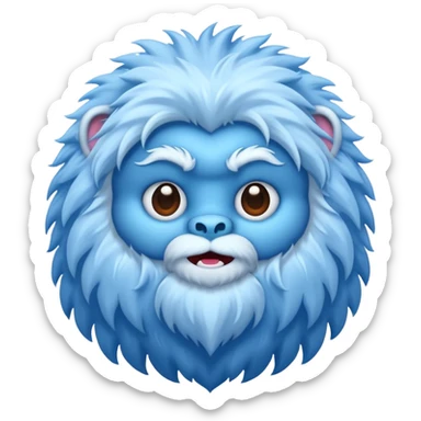 blue fuzzy furry yeti sticker
