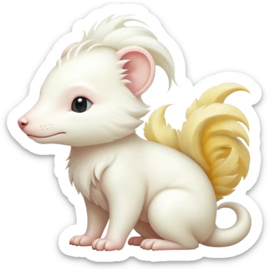 Plain albino soft smooth silky pale light pastel white glorious divine exotic cute cool beautiful beautiful fantasy-caracal-civet-genet-sergal-vernid-Cacomistle-Trico-oncilla-animal-Fakémon-hybrid-fursona (full body) sticker