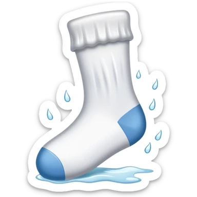A wet and dirty white sock sticker