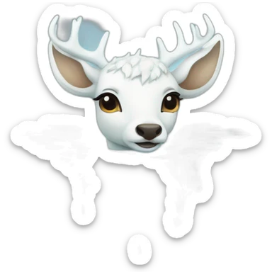 White deer bathed in water sticker
