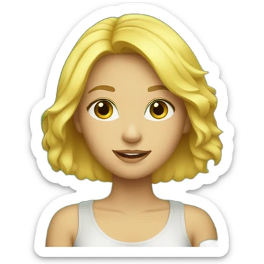 Blond beauty near a green bush sticker