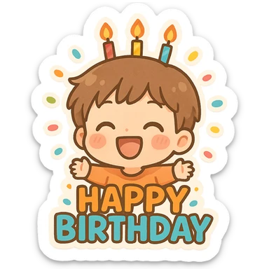 happy birthday, candles, joyful, bright colors sticker