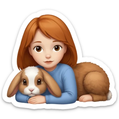 can she have brown eyes laying on the ground next to ginger holland lop sticker