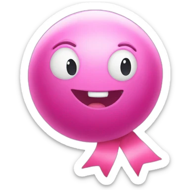 pink ball character without mouth and big ribbon sticker