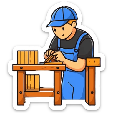 woodworker crafting furniture sticker