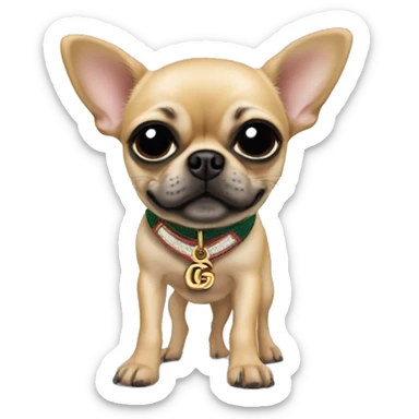 Chihuahua pug mix wearing Gucci sliders sticker