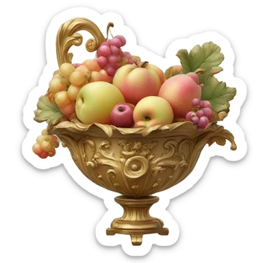 vintage highly detailed rococo cornucopia  sticker