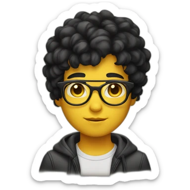 boy with yellow tinted glasses and combed black hair  sticker