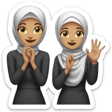 two hijabis making hand love sign sticker