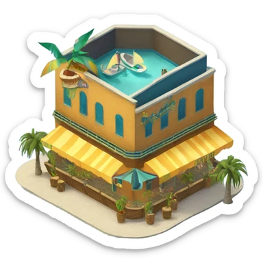 Margaritaville restaurant, exterior isometric view sticker