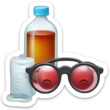 colposcopy with a bottle of vinegar and a pair of reading glasses sticker