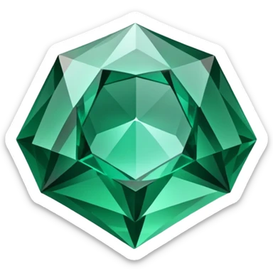 hyperrealistic, detailed, emerald gemstone,  displayed in a hexagonal crystal structure, the background to be transparent  sticker