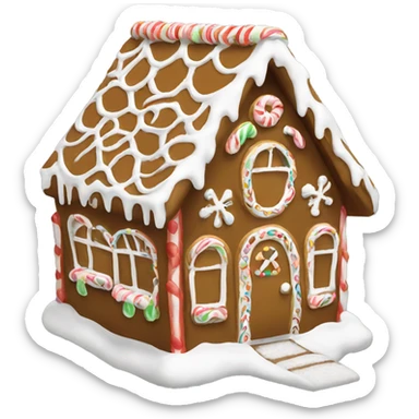 A gingerbread house with white detailing sticker
