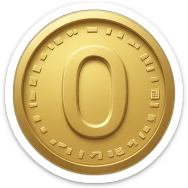 gold coin with "0" label in center sticker