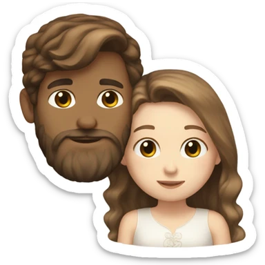 White Boy brown hair and beard kissing white girl with long brown hair sticker