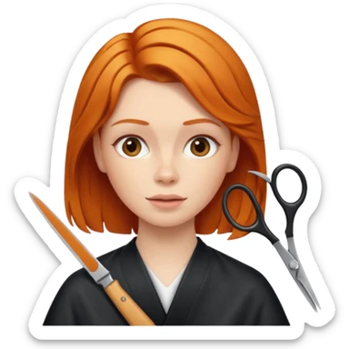 ginger woman getting haircut sticker
