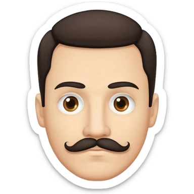 man face with mustache, medium eyes, medium light skin, dark hair, no neck sticker