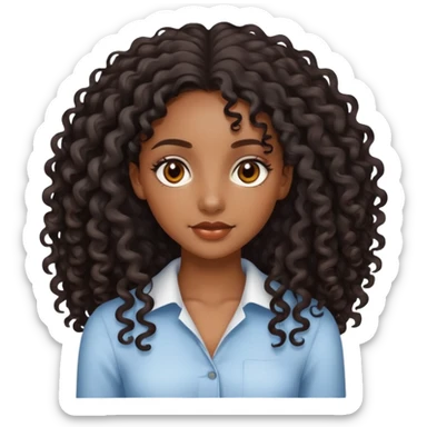 pretty black girl with long curly hair sticker