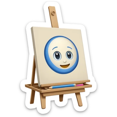 Canvas with pencil sketch,canvas on easel sticker