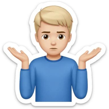 cute boy shrugging his shoulder, boy have good haircut puff style sticker