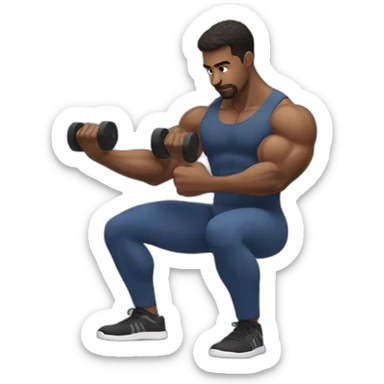 gym man doing bicep curls sticker