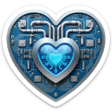 technology themed heart sticker
