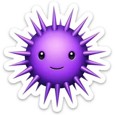 purple circular virus with protruding spikes clean minimal style sticker