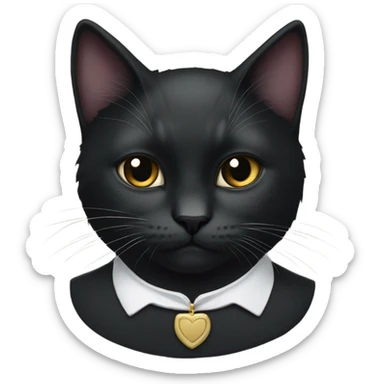 Black kitty with white patch on front of neck with them of royalty sticker
