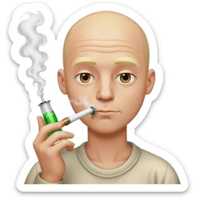 Bald blond dude Smoking a bong sticker