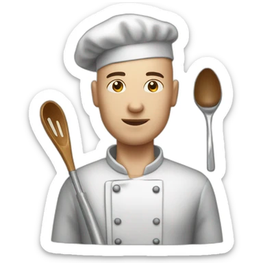 Canteen staff nice but annoying enrobed bald with ladle sticker