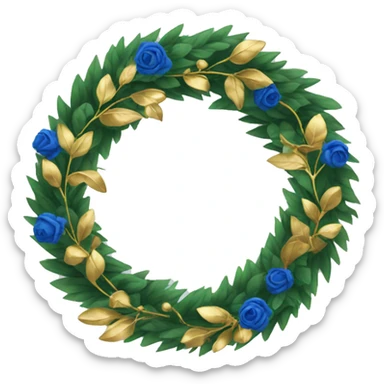 Green wreath with blue and gold decor sticker