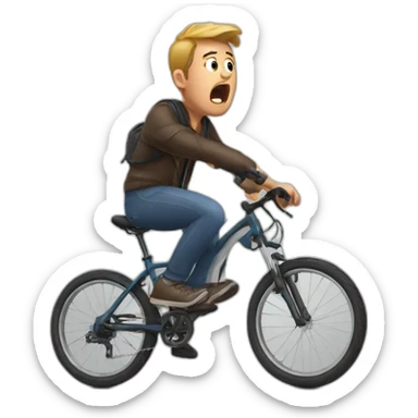 shocked man falling off his bike sticker