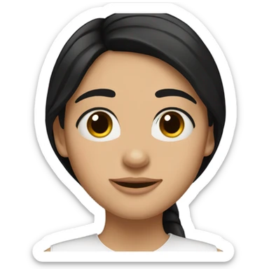 Hyper Realistic Beautiful Spanish girl brown eyes straight very long dark black hair  sticker