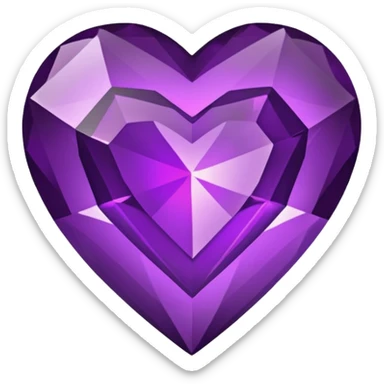 A purple gem heart with black center sticker