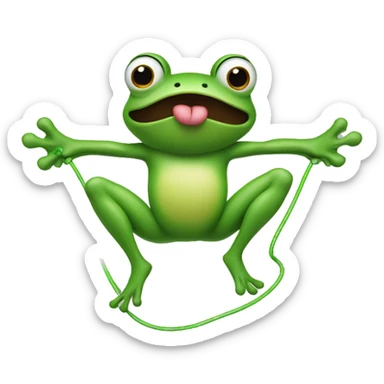 A frog jumping rope sticker