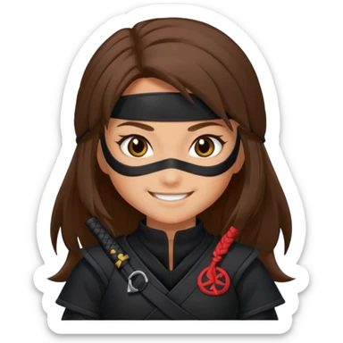 i need girl ninja smile with long brown hair sticker