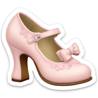 vintage rococo pale pink mary jane shoes sticker
