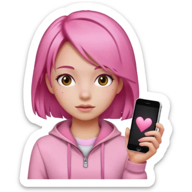 دختر صورتی پوش مو صورتی  sticker