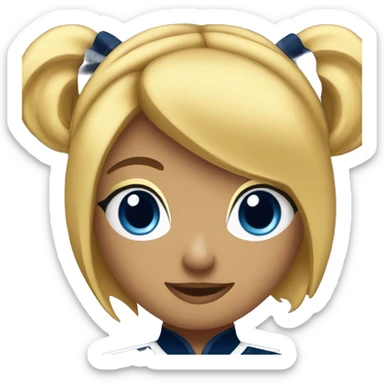 Cheerleader with a placid blue navy blue and gold uniform on  sticker