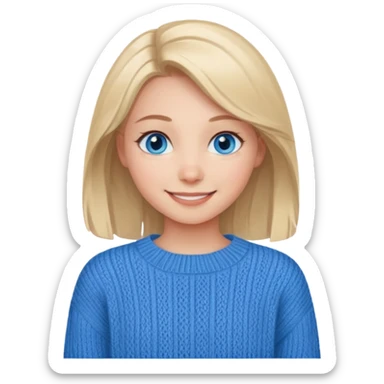 smiling girl in sweater, has blue eyes sticker