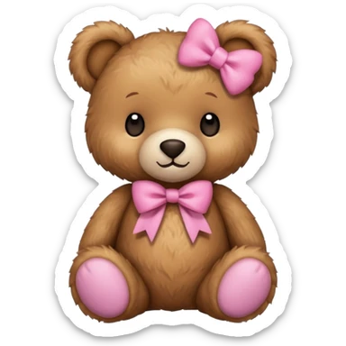 teddy bear with pink bow sticker