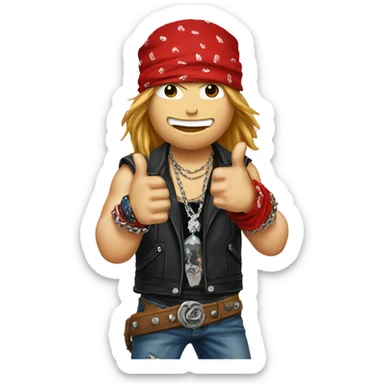axl rose with red bandana doing thumbs up sticker