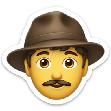 jeune garçon brun moustachu avec casquette marron sticker