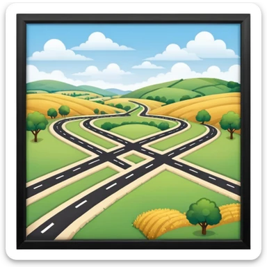 a crossroads in the countryside sticker