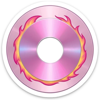 A minimalist CD disc with subtle pink flames, soft edges sticker