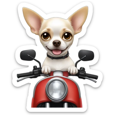 white chihuahua on scooter sticker