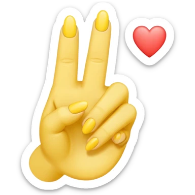 Yellow middle finger emoji with a small heart on the middle fingers nail. Other fingers should remain in the yellow tone sticker