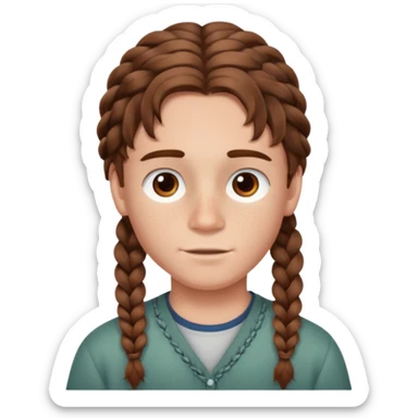 Boy with brown wavy hair in braids sticker